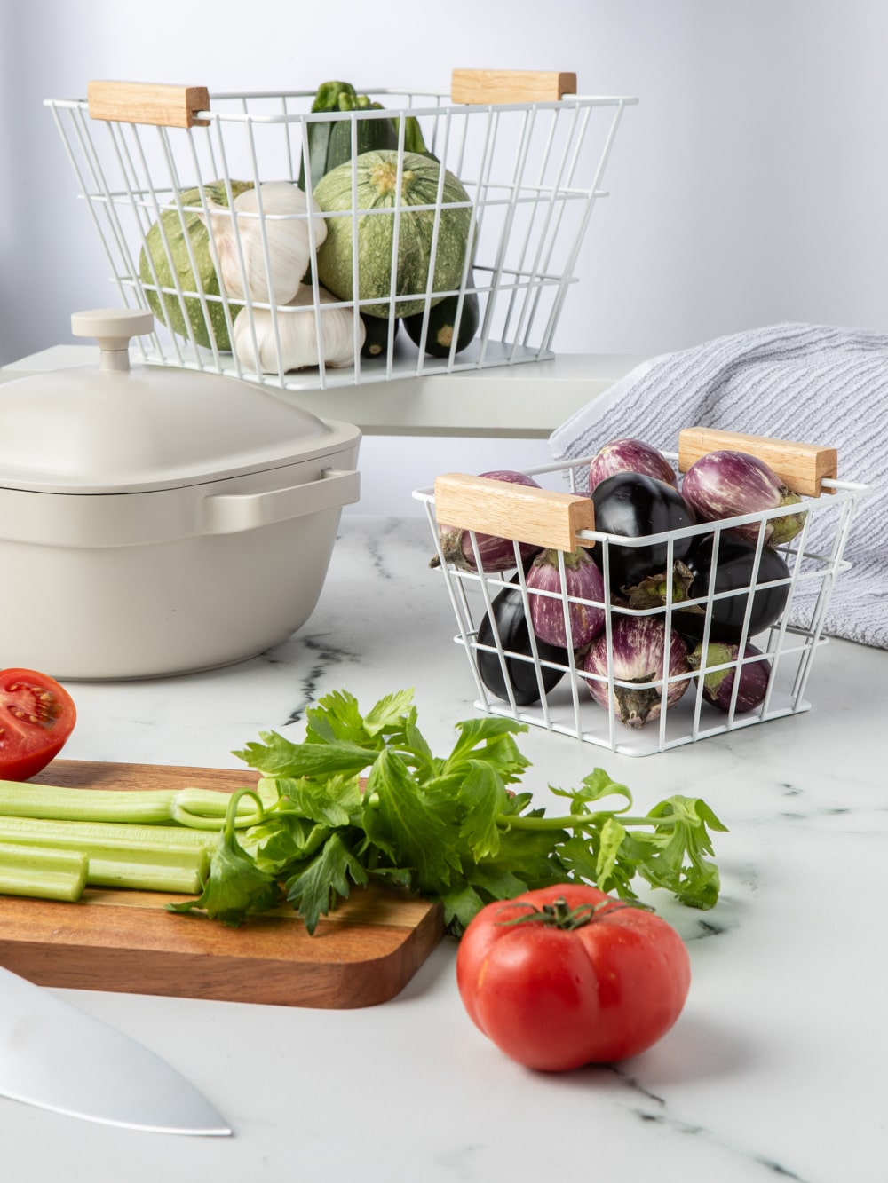 Metal Storage Basket White M