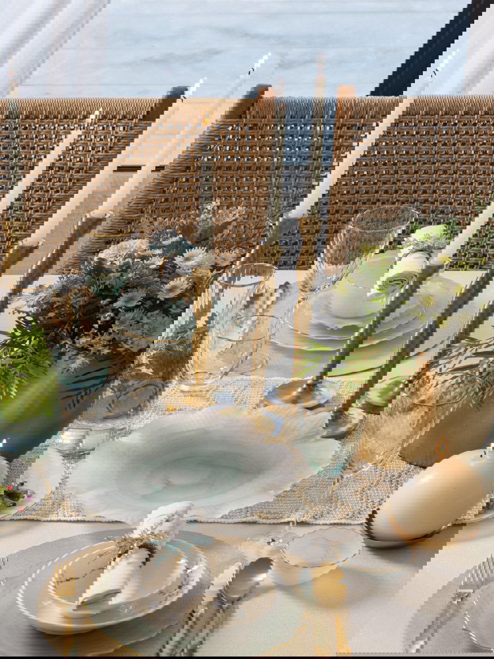 Aqua Taper Candle Holder - L